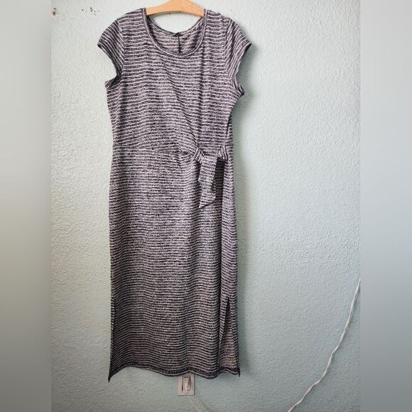 Talbots Faux Wrap Midi Maxi Blue Dress with Cap Sleeves - Picture 2 of 11